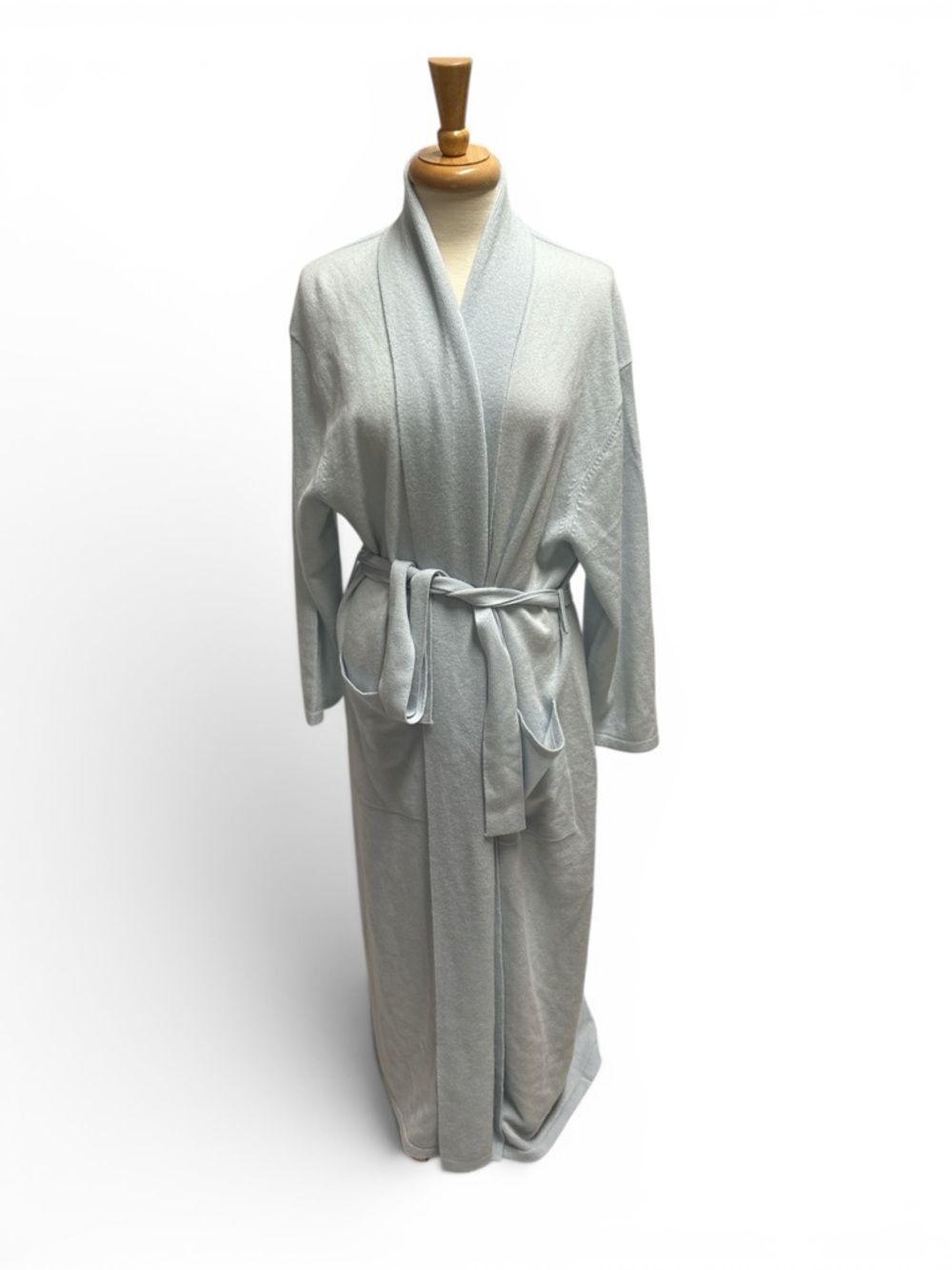 Arlotta Cashmere/Wool Long Wrap Robe Dawn Blue Size Medium/Large - Picture 2 of 6